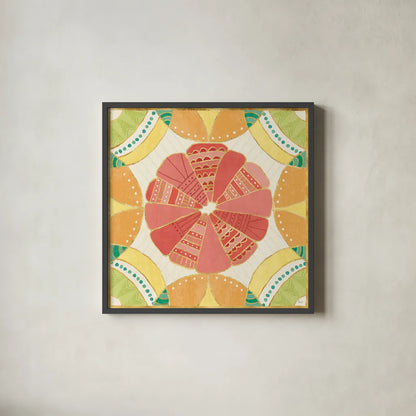 Citrus Splash VII by Veronique Charron. Shown in a sleek black glass frame for a contemporary gallery look. Available as an archival giclee rolled canvas, fine art paper, or poster print. SKU 37559a.