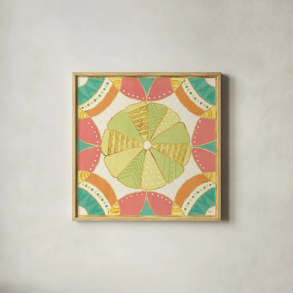 Citrus Splash VIII by Veronique Charron. Shown in a natural wood glass frame for a timeless modern aesthetic. Available as an archival giclee rolled canvas, fine art paper, or poster print. SKU 37560a.