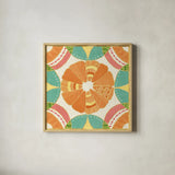Citrus Splash X by Veronique Charron. Shown in a natural wood glass frame for a timeless modern aesthetic. Available as an archival giclee rolled canvas, fine art paper, or poster print. SKU 37562a.