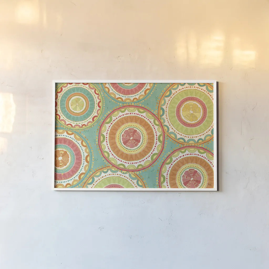 Citrus Splash XII by Veronique Charron. shown as a paper print in a white frame. Available as a archival giclee rolled canvas, fine art paper, or poster print. SKU 38281i.