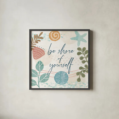 Coastal Creations VI by Veronique Charron. Shown in a sleek black glass frame for a contemporary gallery look. Available as an archival giclee rolled canvas, fine art paper, or poster print. SKU 71796a.