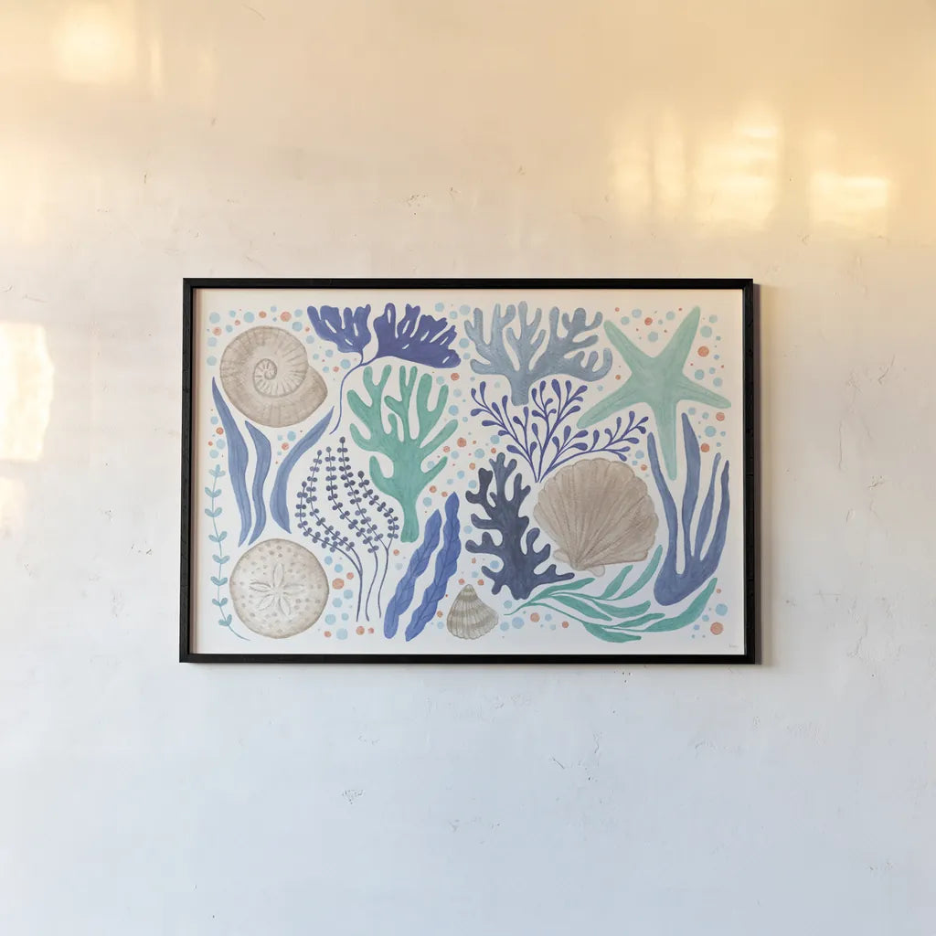 Coastal Currents I by Veronique Charron. shown as a paper print in a black flame. Available as a archival giclee rolled canvas, fine art paper, or poster print. SKU 91763i.