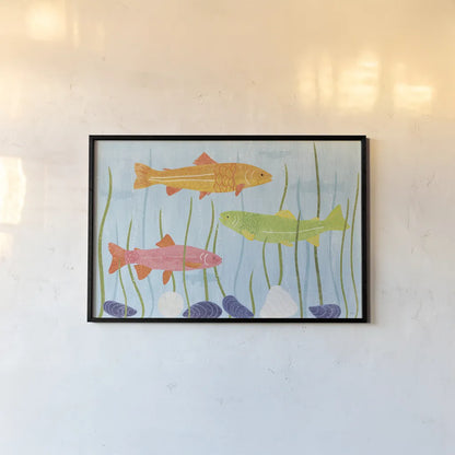 Coastal Vibes I by Veronique Charron. shown as a paper print in a black flame. Available as a archival giclee rolled canvas, fine art paper, or poster print. SKU 79115i.