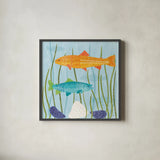 Coastal Vibes III by Veronique Charron. Shown in a sleek black glass frame for a contemporary gallery look. Available as an archival giclee rolled canvas, fine art paper, or poster print. SKU 79117a.