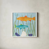 Coastal Vibes III by Veronique Charron. Shown in a crisp white glass frame for a clean and minimalist style. Available as an archival giclee rolled canvas, fine art paper, or poster print. SKU 79117a.
