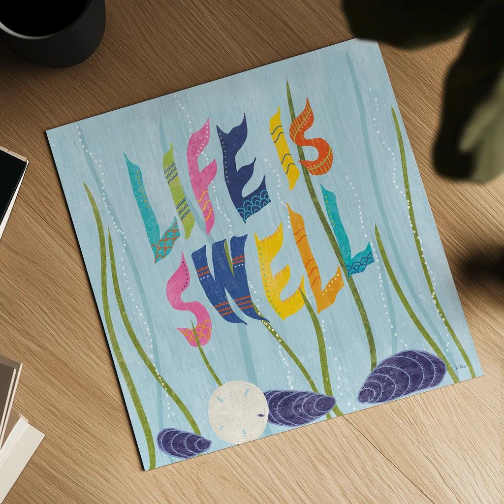 Coastal Vibes IV by Veronique Charron. Shown as a detailed flat fine art print, highlighting archival giclee quality. Available as an archival giclee rolled canvas, fine art paper, or poster print. SKU 79118a.