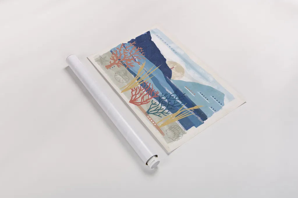 Coastal View I by Veronique Charron. shown as a rolled paper print. Available as archival giclee rolled canvas, fine art paper, or poster print. SKU 64976i.