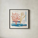 Coastal View II by Veronique Charron. Shown in a sleek black glass frame for a contemporary gallery look. Available as an archival giclee rolled canvas, fine art paper, or poster print. SKU 64977a.
