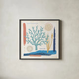 Coastal View V by Veronique Charron. Shown in a sleek black glass frame for a contemporary gallery look. Available as an archival giclee rolled canvas, fine art paper, or poster print. SKU 64980a.