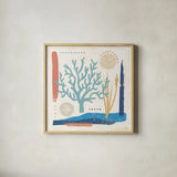 Coastal View V by Veronique Charron. Shown in a natural wood glass frame for a timeless modern aesthetic. Available as an archival giclee rolled canvas, fine art paper, or poster print. SKU 64980a.