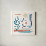 Coastal View VI by Veronique Charron. Shown in a crisp white glass frame for a clean and minimalist style. Available as an archival giclee rolled canvas, fine art paper, or poster print. SKU 64981a.