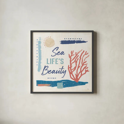 Coastal View VII by Veronique Charron. Shown in a sleek black glass frame for a contemporary gallery look. Available as an archival giclee rolled canvas, fine art paper, or poster print. SKU 64982a.