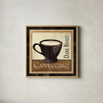 Coffee and Cream  II by Veronique Charron. Shown in a natural wood glass frame for a timeless modern aesthetic. Available as an archival giclee rolled canvas, fine art paper, or poster print. SKU 2732a.