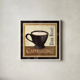 Coffee and Cream  II by Veronique Charron. Shown in a crisp white glass frame for a clean and minimalist style. Available as an archival giclee rolled canvas, fine art paper, or poster print. SKU 2732a.