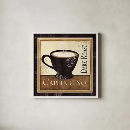 Coffee and Cream  II by Veronique Charron. Shown in a crisp white glass frame for a clean and minimalist style. Available as an archival giclee rolled canvas, fine art paper, or poster print. SKU 2732a.