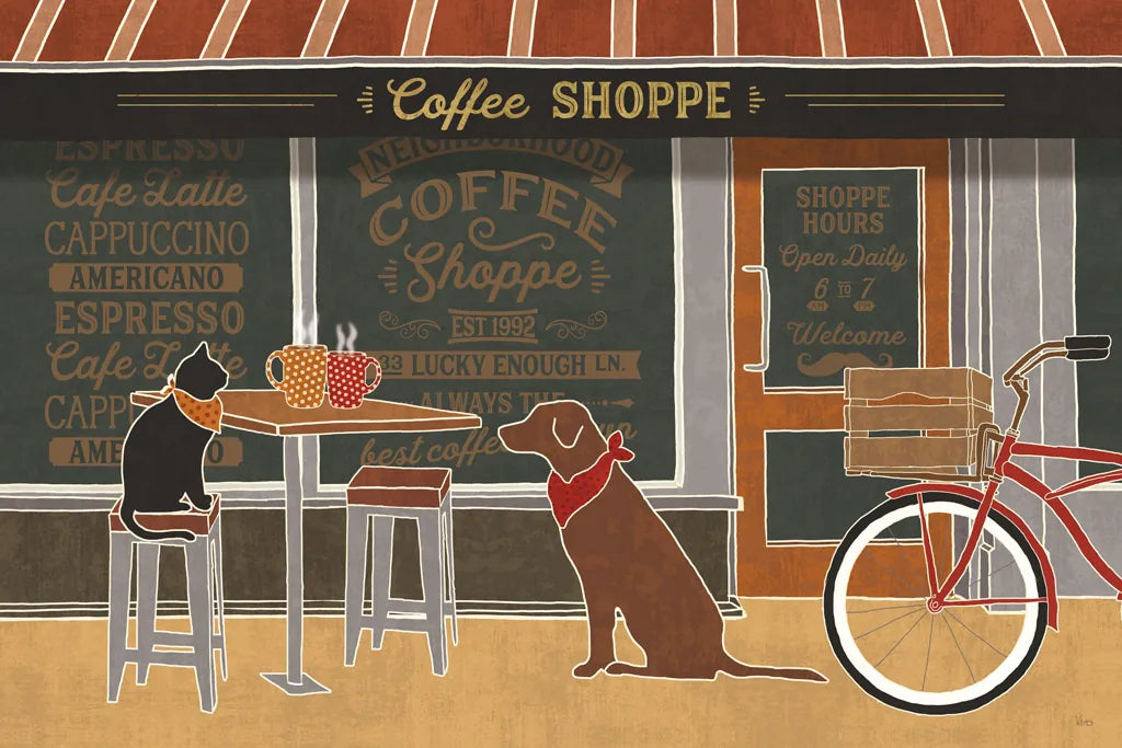 Coffee and Friends X by Veronique Charron. SKU 85676i. Archival Giclee Fine art print for wall decor.