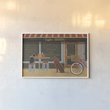 Coffee and Friends X by Veronique Charron. shown as a paper print in a white frame. Available as a archival giclee rolled canvas, fine art paper, or poster print. SKU 85676i.