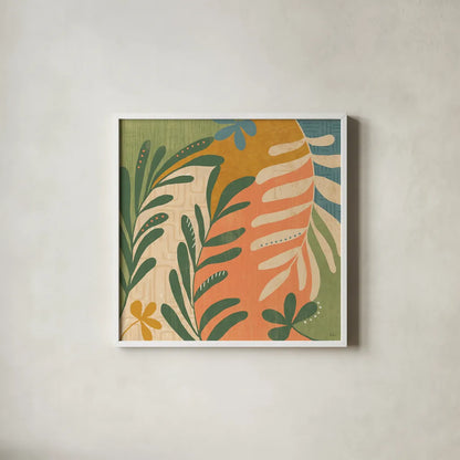 Cool Cacti III by Veronique Charron. Shown in a crisp white glass frame for a clean and minimalist style. Available as an archival giclee rolled canvas, fine art paper, or poster print. SKU 87680a.