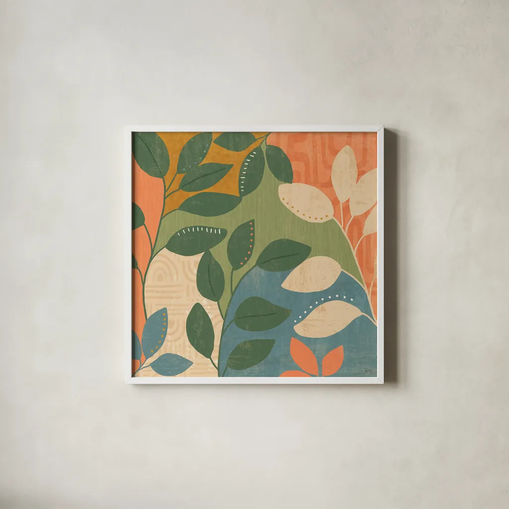 Cool Cacti IV by Veronique Charron. Shown in a crisp white glass frame for a clean and minimalist style. Available as an archival giclee rolled canvas, fine art paper, or poster print. SKU 87681a.