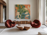 Cool Cacti IV by Veronique Charron. Shown as extra-large giant wall art in a modern living room. Available as an archival giclee rolled canvas, fine art paper, or poster print. SKU 87681a.