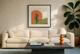 Cool Cacti V by Veronique Charron. Displayed in a glass frame with matte in a clean modern living room. Available as an archival giclee rolled canvas, fine art paper, or poster print. SKU 87682a.