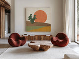 Cool Cacti VI by Veronique Charron. Shown as extra-large giant wall art in a modern living room. Available as an archival giclee rolled canvas, fine art paper, or poster print. SKU 87683a.
