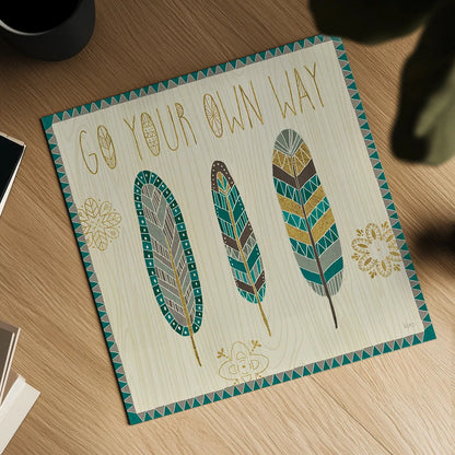 Cool Feathers III by Veronique Charron. Shown as a detailed flat fine art print, highlighting archival giclee quality. Available as an archival giclee rolled canvas, fine art paper, or poster print. SKU 22542a.