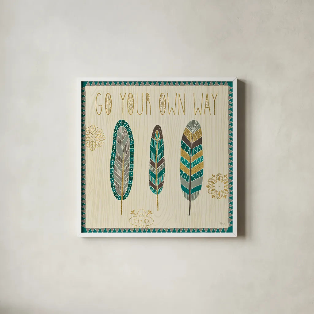 Cool Feathers III by Veronique Charron. Shown in a crisp white glass frame for a clean and minimalist style. Available as an archival giclee rolled canvas, fine art paper, or poster print. SKU 22542a.