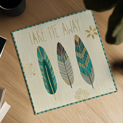 Cool Feathers IV by Veronique Charron. Shown as a detailed flat fine art print, highlighting archival giclee quality. Available as an archival giclee rolled canvas, fine art paper, or poster print. SKU 22543a.