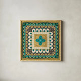 Cool Feathers Tiles I by Veronique Charron. Shown in a natural wood glass frame for a timeless modern aesthetic. Available as an archival giclee rolled canvas, fine art paper, or poster print. SKU 22544a.