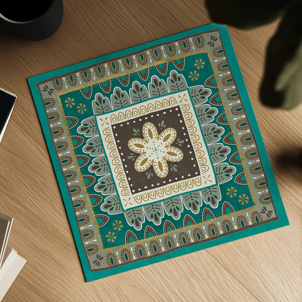 Cool Feathers Tiles II by Veronique Charron. Shown as a detailed flat fine art print, highlighting archival giclee quality. Available as an archival giclee rolled canvas, fine art paper, or poster print. SKU 22545a.