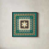 Cool Feathers Tiles II by Veronique Charron. Shown in a sleek black glass frame for a contemporary gallery look. Available as an archival giclee rolled canvas, fine art paper, or poster print. SKU 22545a.