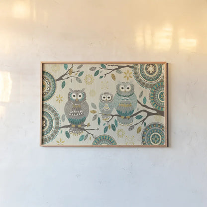 Cool Feathers V by Veronique Charron. shown as a paper print in a natural frame. Available as a archival giclee rolled canvas, fine art paper, or poster print. SKU 22548i.