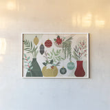 Deco Holiday I by Veronique Charron. shown as a paper print in a white frame. Available as a archival giclee rolled canvas, fine art paper, or poster print. SKU 83331i.