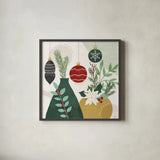 Deco Holiday II by Veronique Charron. Shown in a sleek black glass frame for a contemporary gallery look. Available as an archival giclee rolled canvas, fine art paper, or poster print. SKU 83332a.