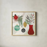 Deco Holiday III by Veronique Charron. Shown in a natural wood glass frame for a timeless modern aesthetic. Available as an archival giclee rolled canvas, fine art paper, or poster print. SKU 83333a.