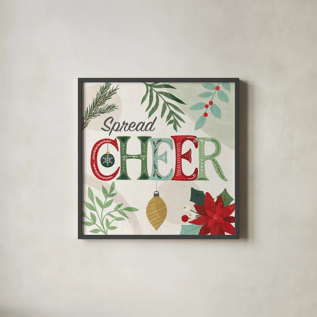 Deco Holiday IV by Veronique Charron. Shown in a sleek black glass frame for a contemporary gallery look. Available as an archival giclee rolled canvas, fine art paper, or poster print. SKU 83334a.