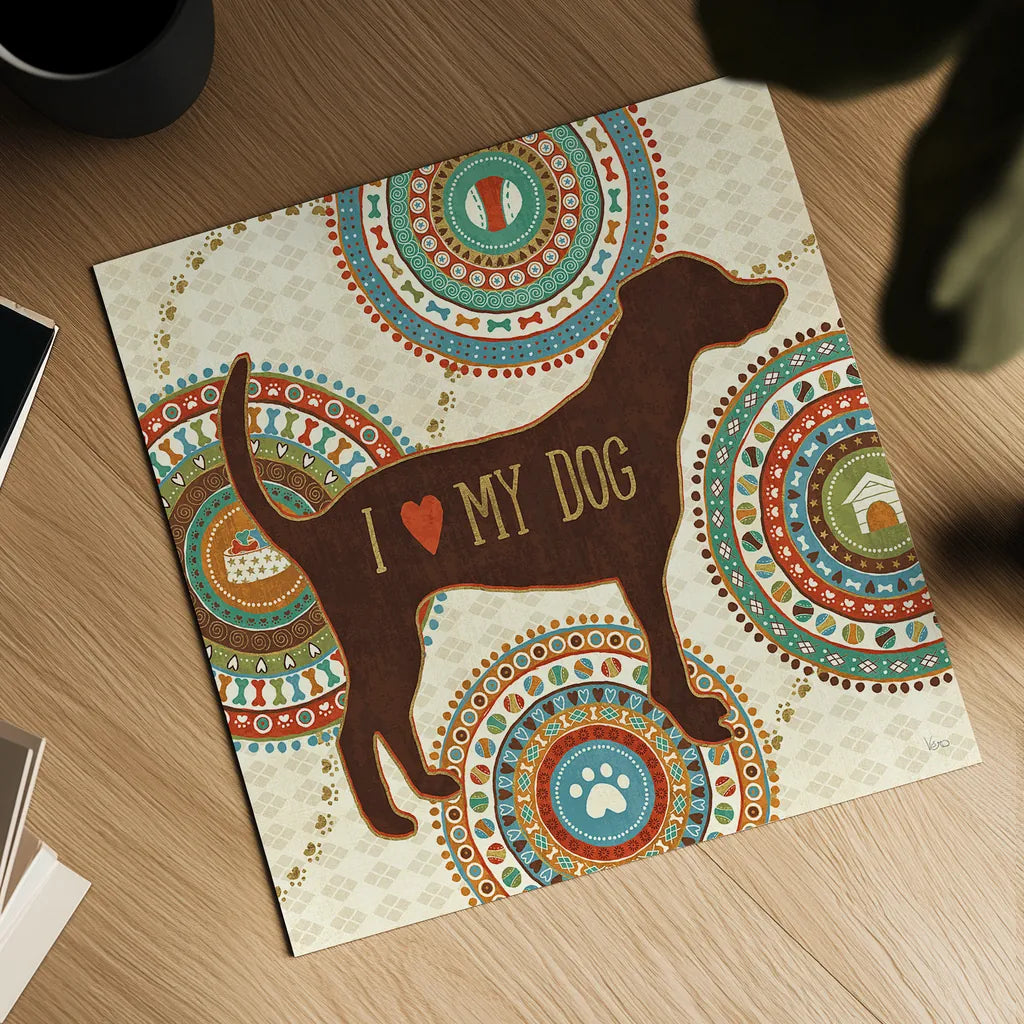 Dogs Life I by Veronique Charron. Shown as a detailed flat fine art print, highlighting archival giclee quality. Available as an archival giclee rolled canvas, fine art paper, or poster print. SKU 24753a.