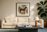 Dogs Life I by Veronique Charron. Displayed in a glass frame with matte in a clean modern living room. Available as an archival giclee rolled canvas, fine art paper, or poster print. SKU 24753a.