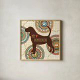 Dogs Life III by Veronique Charron. Shown in a natural wood glass frame for a timeless modern aesthetic. Available as an archival giclee rolled canvas, fine art paper, or poster print. SKU 24755a.