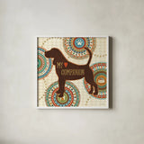 Dogs Life III by Veronique Charron. Shown in a crisp white glass frame for a clean and minimalist style. Available as an archival giclee rolled canvas, fine art paper, or poster print. SKU 24755a.