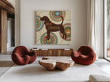 Dogs Life III by Veronique Charron. Shown as extra-large giant wall art in a modern living room. Available as an archival giclee rolled canvas, fine art paper, or poster print. SKU 24755a.