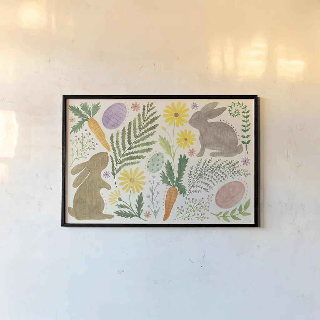 Easter Days I by Veronique Charron. shown as a paper print in a black flame. Available as a archival giclee rolled canvas, fine art paper, or poster print. SKU 93644i.