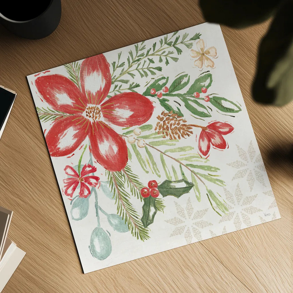 Elegant Holiday II by Veronique Charron. Shown as a detailed flat fine art print, highlighting archival giclee quality. Available as an archival giclee rolled canvas, fine art paper, or poster print. SKU 86106a.