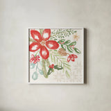 Elegant Holiday II by Veronique Charron. Shown in a crisp white glass frame for a clean and minimalist style. Available as an archival giclee rolled canvas, fine art paper, or poster print. SKU 86106a.