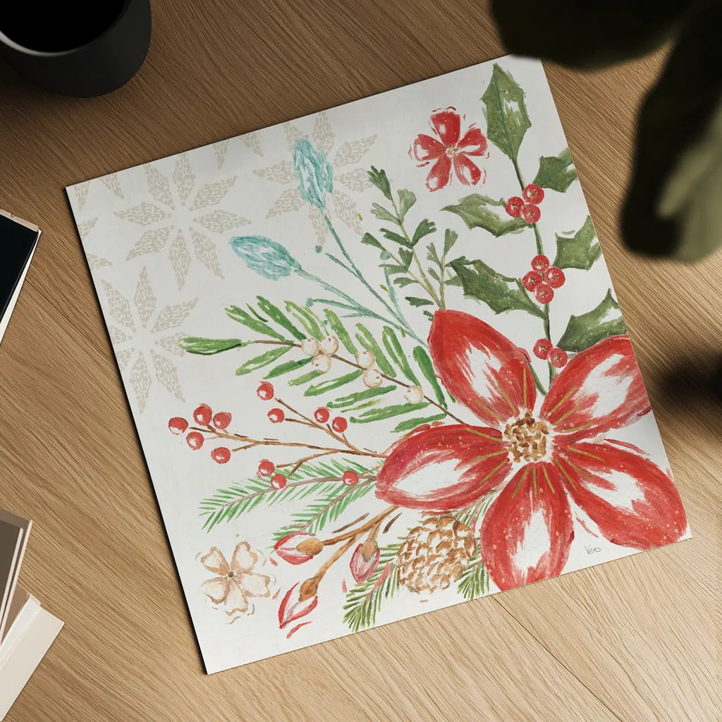 Elegant Holiday III by Veronique Charron. Shown as a detailed flat fine art print, highlighting archival giclee quality. Available as an archival giclee rolled canvas, fine art paper, or poster print. SKU 86107a.