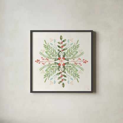 Elegant Holiday IV by Veronique Charron. Shown in a sleek black glass frame for a contemporary gallery look. Available as an archival giclee rolled canvas, fine art paper, or poster print. SKU 86108a.