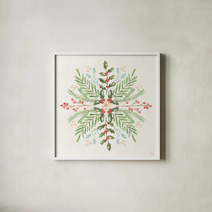 Elegant Holiday IV by Veronique Charron. Shown in a crisp white glass frame for a clean and minimalist style. Available as an archival giclee rolled canvas, fine art paper, or poster print. SKU 86108a.