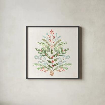 Elegant Holiday V by Veronique Charron. Shown in a sleek black glass frame for a contemporary gallery look. Available as an archival giclee rolled canvas, fine art paper, or poster print. SKU 86109a.
