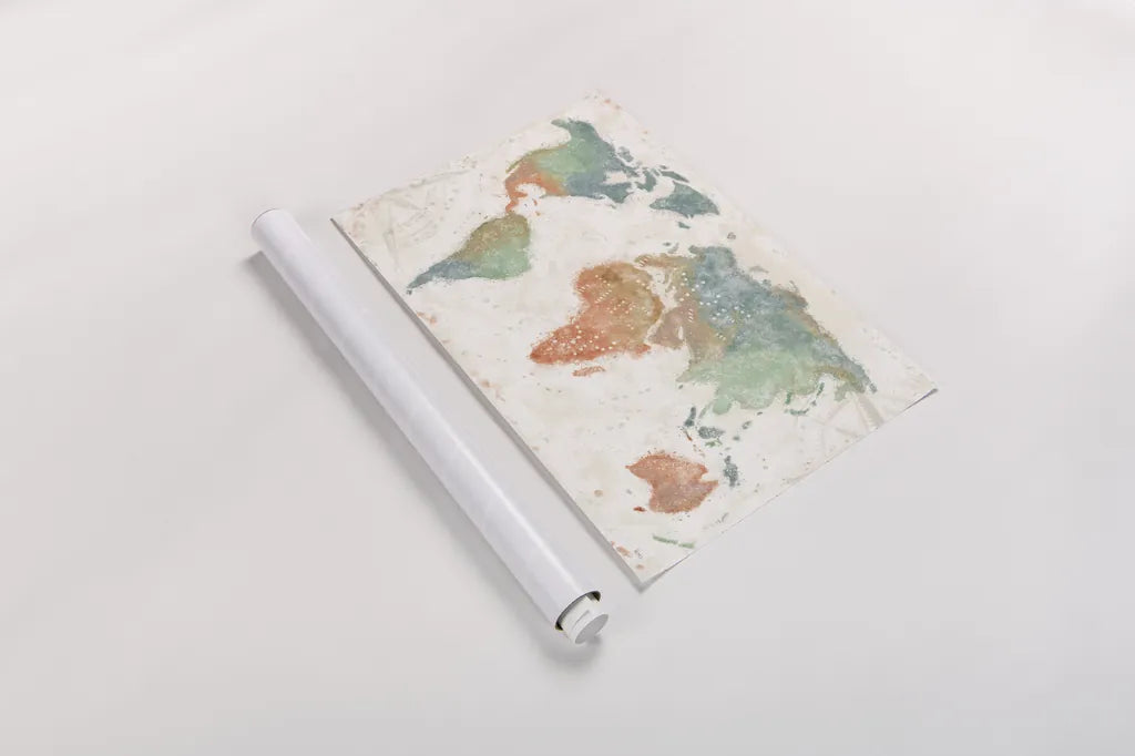 Explore the World I no Words by Veronique Charron. shown as a rolled paper print. Available as archival giclee rolled canvas, fine art paper, or poster print. SKU 57621i.